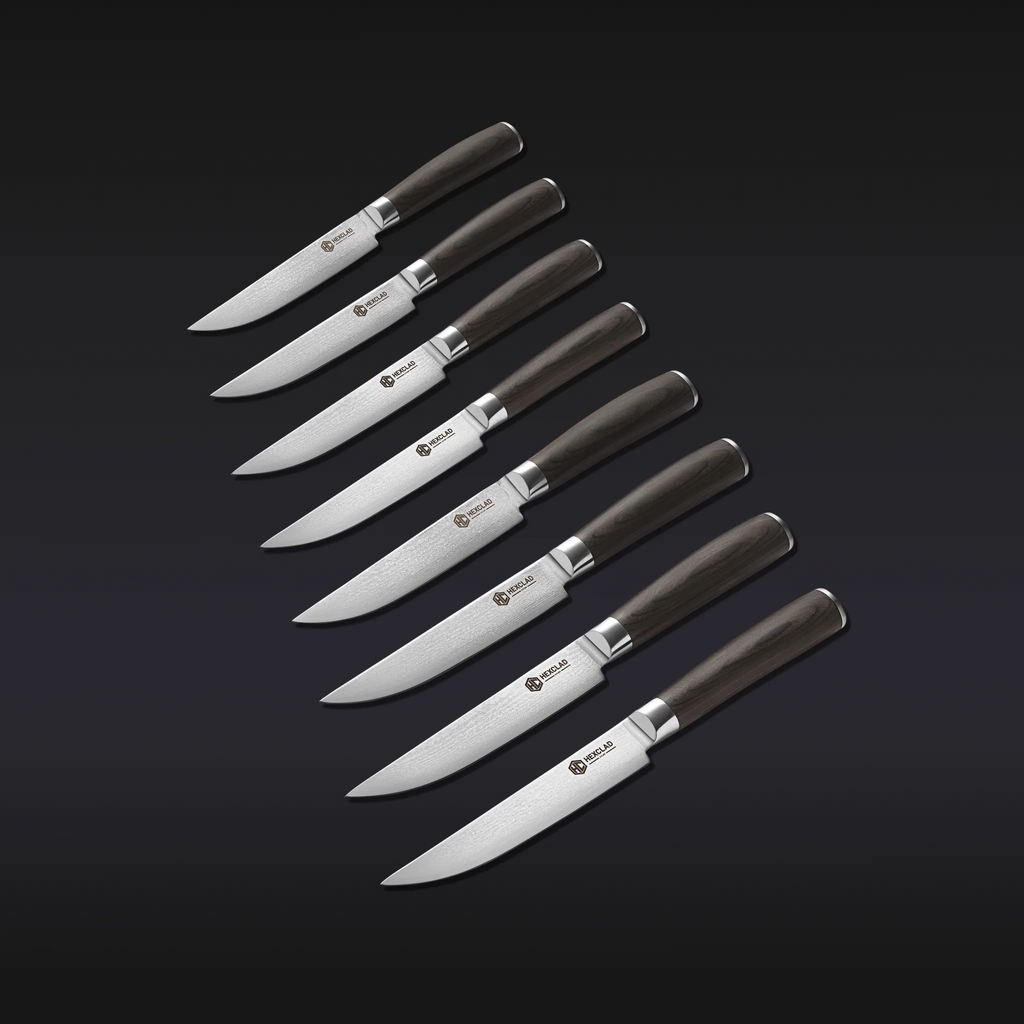 Damascus Steel Steak Knife Set, 8-pc (Espresso)